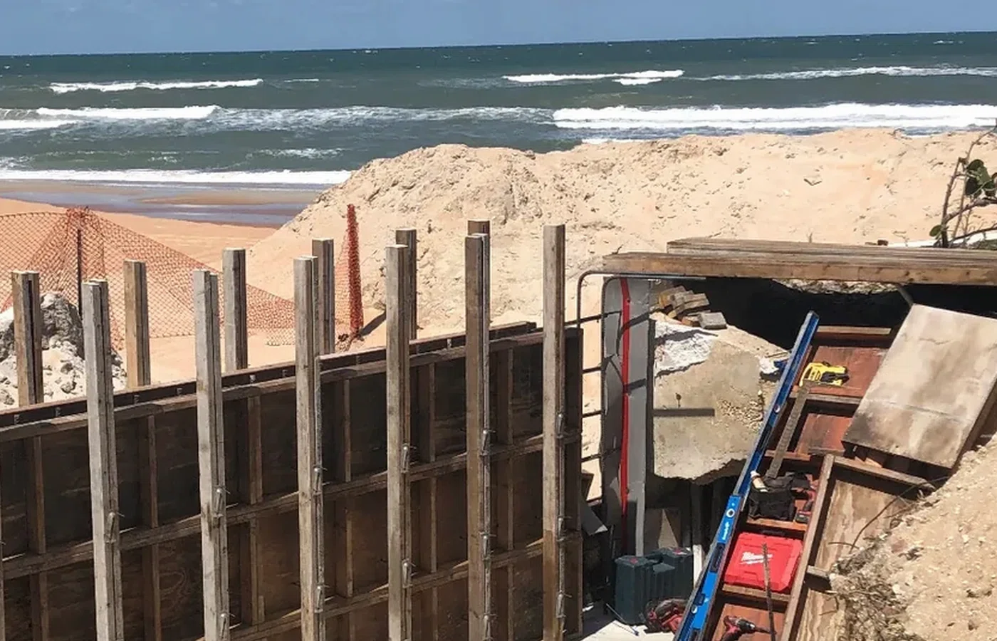 New concrete seawall installation project on a Florida shoreline by AVS Marine